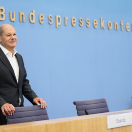 Olaf Scholz durante una conferencia de prensa en Berlín, a 11 de agosto de 2022.