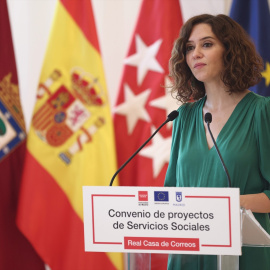 La presidenta de la Comunidad de Madrid, Isabel Díaz Ayuso, en un acto celebrado en la Casa de Correos de Madrid, a 19 de julio de 2022.