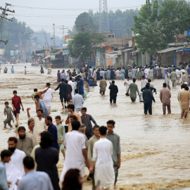 Un área inundada en el distrito de Charsadda, en la provincia de Khyber Pakhtunkhwa, a 27 de agosto de 2022.