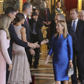 Imagen del momento del lapsus de Pedro Sánchez en el Palacio Real. EP