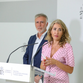 29/08/2022. El presidente de Canarias, Ángel Víctor Torres, junto a la ministra de Transportes, Movilidad y Agenda Urbana, Raquel Sánchez, a 29 de agosto de 2022.