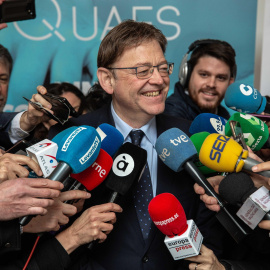 El president de la Generalitat valenciana, Ximo Puig, en declaraciones a los medios. EFE/ Biel Aliño