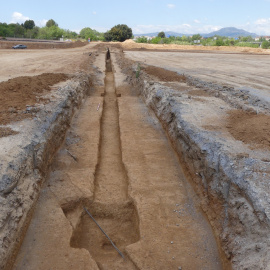 16/08/2022 - Visió de l'aqüeducte trobat a Sabadell.