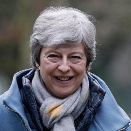 La primera ministra británica, Theresa May, cerca de su distrito electoral de Maidenhead, al oeste de Londres, el 7 de abril de 2019 | AFP/ Adrian Dennis