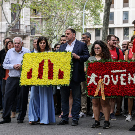 11/09/2022 - L'ofrena floral d'ERC al monument de Rafael Casanova aquest 11 de setembre del 2022.