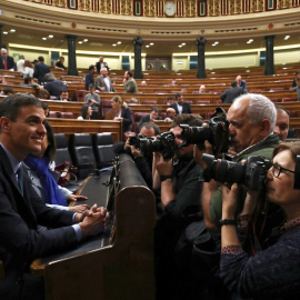 Pedro Sánchez en el Congreso de los Diputados durante el debate de totalidad de los Presupuestos.  REUTERS/Sergio Perez