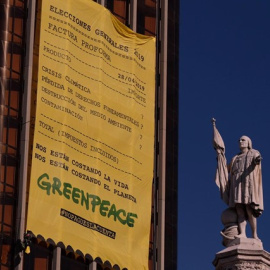 Pancarta de Colón. Greenpeace