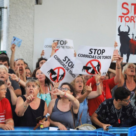 Manifestación antitaurina en Palma de Mallorca, en agosto de 2019. EFE