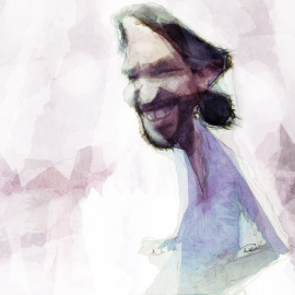 Retrato del líder de Unidas Podemos, Pablo Iglesias, realizado por el ilustrador Thorsten Rienth. – PÚBLICO