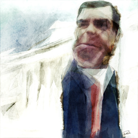 Retrato del líder del PSOE, Pedro Sánchez, realizado por el ilustrador Thorsten Rienth. – PÚBLICO