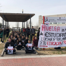 Imagen de las protestas por el nuevo plan de reordenación en la URJC | Twitter @ResPublicaURJC