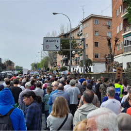 Protesta a favor de la vía urbana en el Paseo de Extremadura en 2019. 