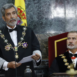 El president del CGPJ, Carlos Lesmes, a l'acte d'obertura de l'any judicial amb el rei Felip VI.