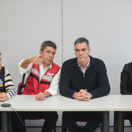 Carlos Mazón, Pedro Sánchez y Diana Morant,  durante una reunión en el Centro de Coordinación Operativo Integrado (CECOPI) de la Comunitat Valenciana,