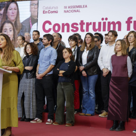 Candela López durant l'Assemblea Nacional dels Comuns, celebrada aquest diumenge a Barcelona.