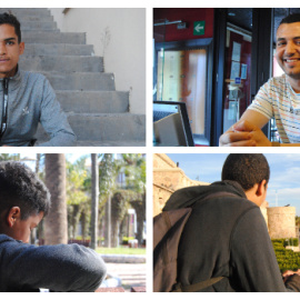 Samir, Amin, Ibrahim y Bilal, cuatro jóvenes migrantes que llegaron a Melilla siendo menores de edad.- IRENE QUIRANTE