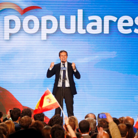 El líder del PP, Pablo Casado, en un acto previo al arranque de la campaña electoral para el 28-A. REUTERS/Juan Medina