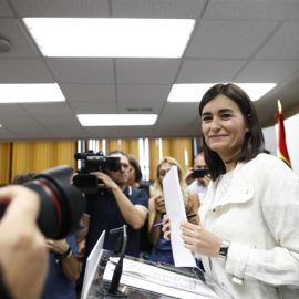 Rueda de prensa de la ministra de Sanidad para dar explicaciones sobre su máster. EUROPA PRESS/Eduardo Parra/Archivo