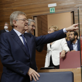 El president de la Generalitat Valenciana, Ximo Puig, a su llegada al último debate de política general de esta legislatura en Les Corts, a 27 de septiembre de 2022.