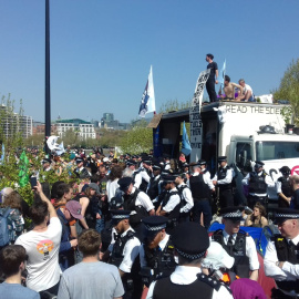 Manifestantes de Extinction Rebellion en Londres./Cristina Casero.