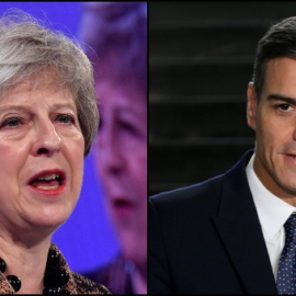 La primera ministra, Theresa May, y el presidente del Gobierno, Pedro Sánchez - Reuters