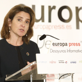 La ministra para la Transacción Ecológica, Teresa Ribera, interviene durante el Desayuno Informativo de Europa Press en Madrid. Eduardo Parra/Europa Press