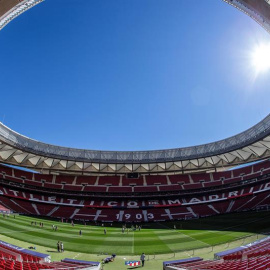 Las jugadoras del Atlético de Madrid durante el entrenamiento, este viernes en el Estadio Wanda Metropolitano, de cara al partido que el equipo disputará el próximo domingo frente al FC Barcelona./EFE