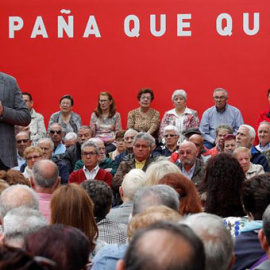 Pedro Sánchez, durante un acto de campaña electoral en Madrid. / EFE