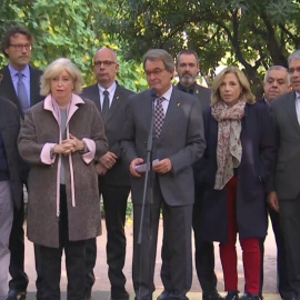 Artur Mas, Irene Rigau, Joana Ortega i Francesc Homs en la compareixença de valoració de la condemna del Tribunal de Comptes.