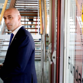 El presidente de la RFEF, Luis Rubiales, en la sede de la Federación. /EFE