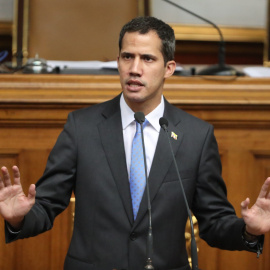 11/03/2019 Juan Guaidó, durante una sesión en la sede del Parlamento, este lunes en Caracas (Venezuela). / EFE - RAÚL MARTÍNEZ