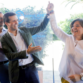 El presidente del Partido Popular, Pablo Casado, la presidenta del PPCV, Isabel Bonig. EFE/Kai Försterling