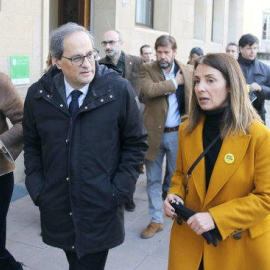 El president Quim Torra acompanyat de la propera consellera de Presidència i portaveu del Govern, Meritxell Budó.