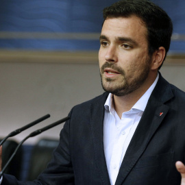 Alberto Garzón, durante una rueda de prensa. EFE