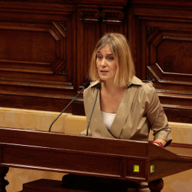 La presidenta del grup parlamentari d'En Comú Podem, Jéssica Albiach, durant el debat de política general al Parlament.