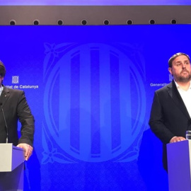 Carles Puigdemont y Oriol Junqueras. Europa Press