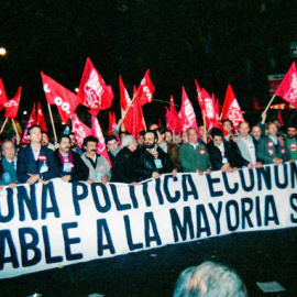 Cabecera de la manifestación que cerraba la huelga general del 14 de diciembre de 1988 | Archivo de Historia del Trabajo de la Fundación 1º de Mayo