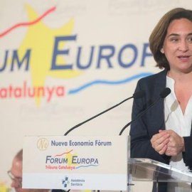 L'alcaldessa de Barcelona i candidata a la reelecció per Barcelona en Comú, Ada Colau, durant un esmorzar informatiu del Fòrum Europa Tribuna Catalunya. EFE/Quique García