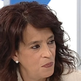 Laura Martín, durante un instante de su primera entrevista concedida a una televisión