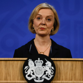 Liz Truss, primera ministra británica, en una conferencia sobre economía en Downing Street, en Londres.