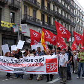 Manifestación de la Intersindical-CSC organizada en Barcelona.