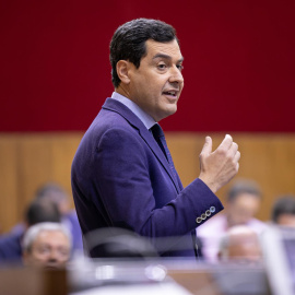 Juanma Moreno, hoy en el Parlamento de Andalucía. Europa press