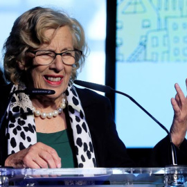 La alcaldesa de Madrid Manuela Carmena, durante la jornada "Migración y ciudades: el camino hacia una integración inclusiva". /EFE