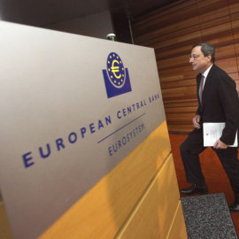 El presidente del BCE, Mario Draghi, antes de una rueda de prensa en Fráncfort. AFP