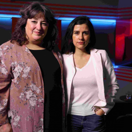 Olga Rodríguez y Virginia P. Alonso en el plató de Público