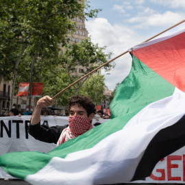 Estudiantes de Barcelona se manifiestan por Palestina, a 15 de mayo de 2025.