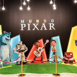 La entrada de la exposición de Pixar que se encuentra en el Recinto Ferial IFEMA Madrid, a 4 de diciembre de 2023.