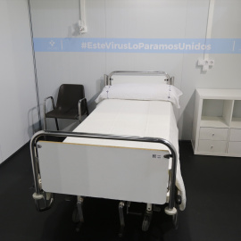 Foto de archivo de una cama del hospital provisional montado en Gijón, Asturias, durante la pandemia de la covid-19, a 11 de noviembre de 2020.