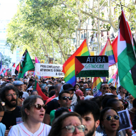 Manifestants a la marxa pels drets LGTBI d'aquest dissabte a Barcelona.