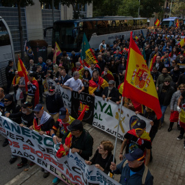 12/07/2024 Cabecera de la manifestación de Jusapol en Barcelona. Foto de archivo.